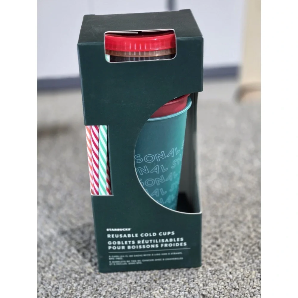 Starbucks Reusable Cold Cups 5-Pack Set 24oz Teal/Red/Gray